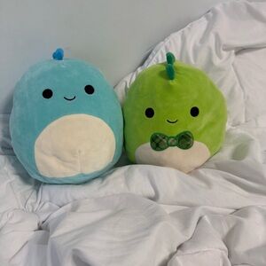 blue + green dinosaur squishmallow bundle flipamallow & squishmallow
